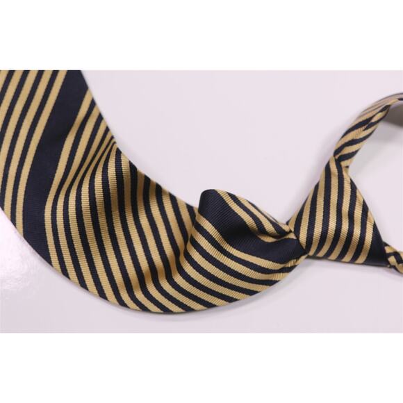 Paul Stuart Gold Navy Twill Striped Silk Handmade Necktie Tie Made in Japan - Picture 1 of 6